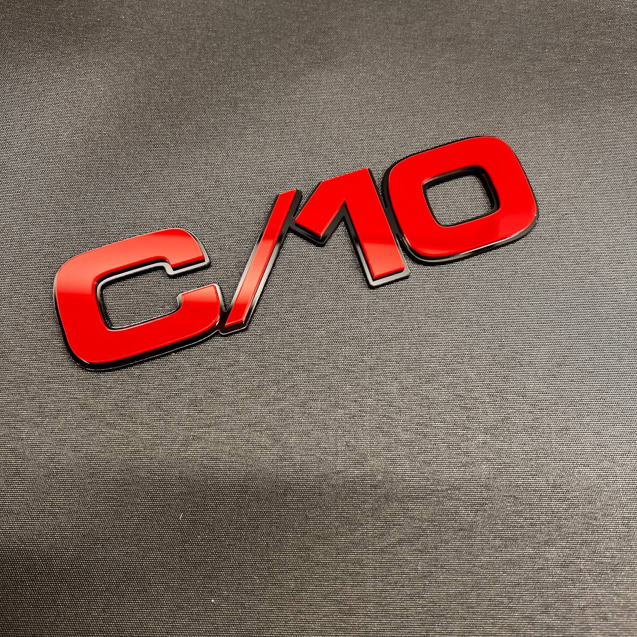 Custom billet-style C/10 truck emblem for Chevy GMC fender or side panel.