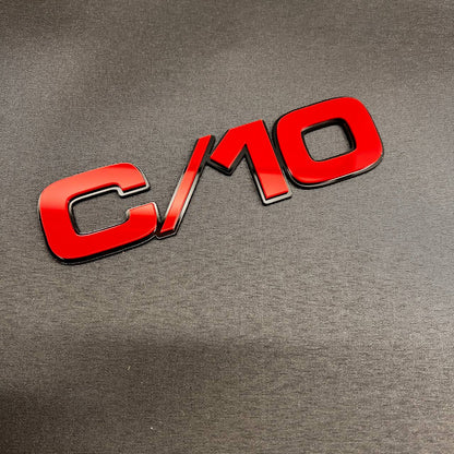 Custom billet-style C/10 truck emblem for Chevy GMC fender or side panel.