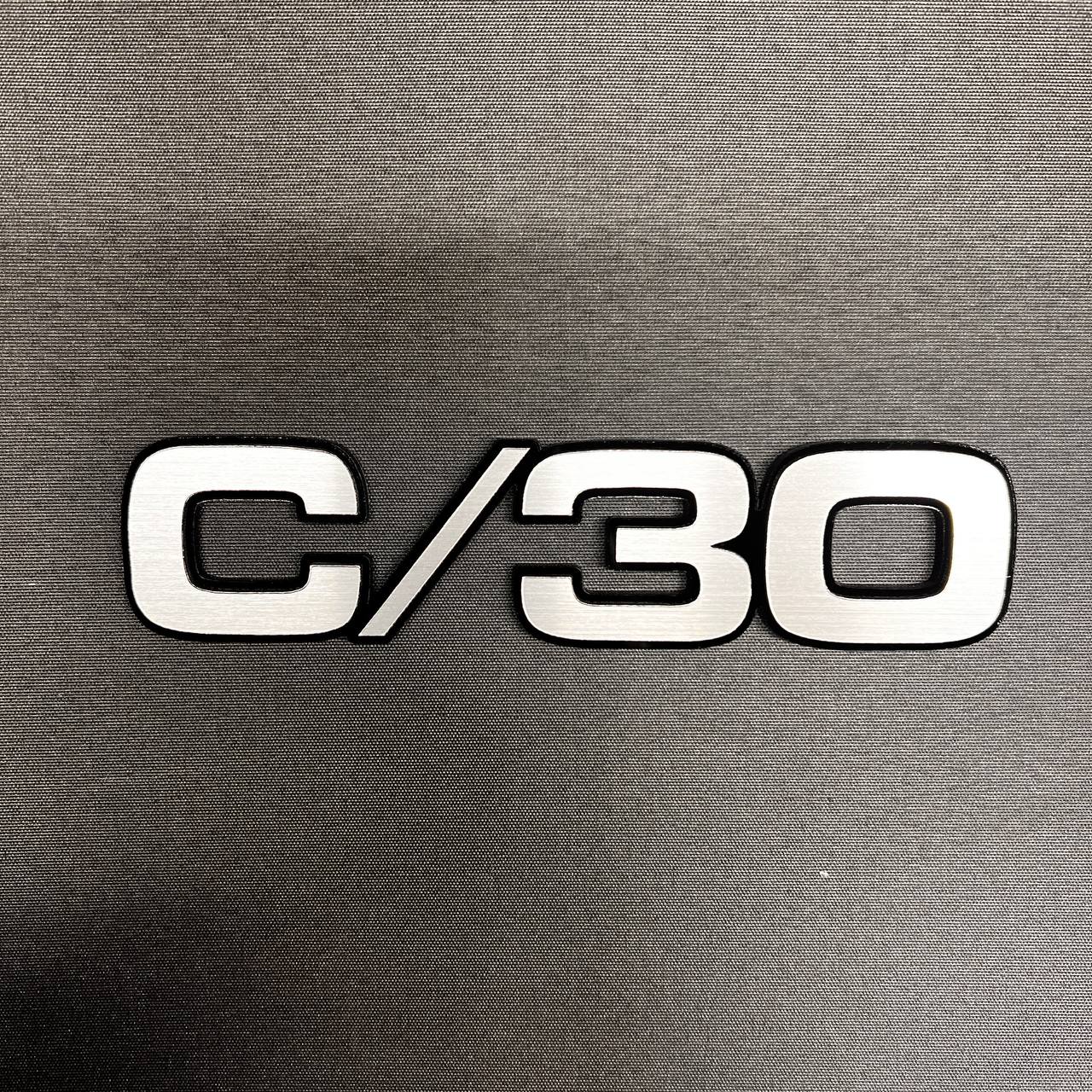 Chevrolet Chevy GMC truck C/30 custom billet fender badge with black backing