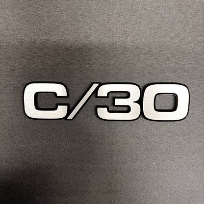 Chevrolet Chevy GMC truck C/30 custom billet fender badge with black backing