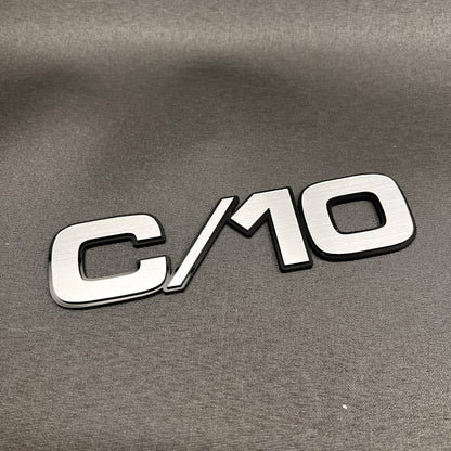 Custom C/10 silver billet fender emblem badge for Chevrolet Chevy GMC truck