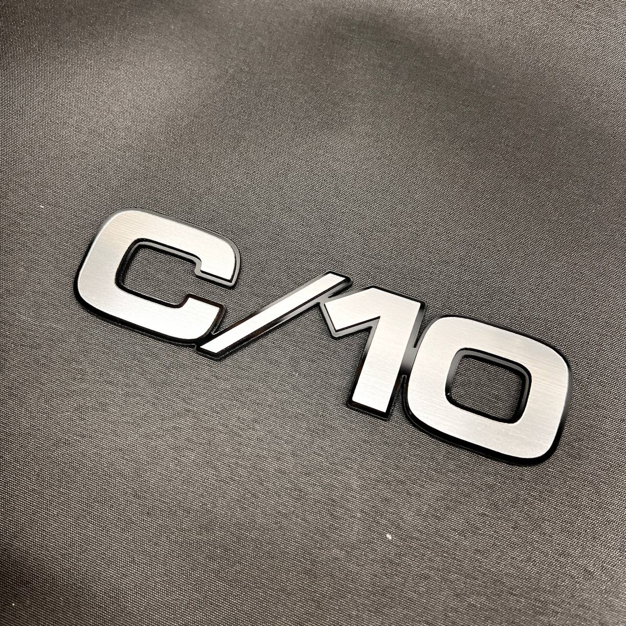 Chevrolet Chevy GMC truck C/10 custom billet fender badge with black backing