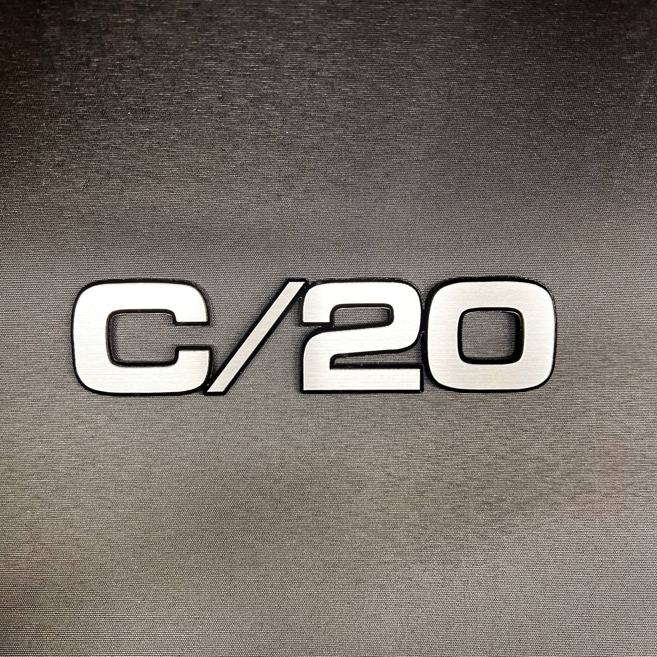 Silver billet C/20 fender emblem badge for classic Chevrolet Chevy GMC truck