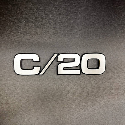 Silver billet C/20 fender emblem badge for classic Chevrolet Chevy GMC truck