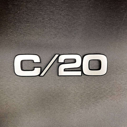 Silver billet C/20 fender emblem badge for classic Chevrolet Chevy GMC truck