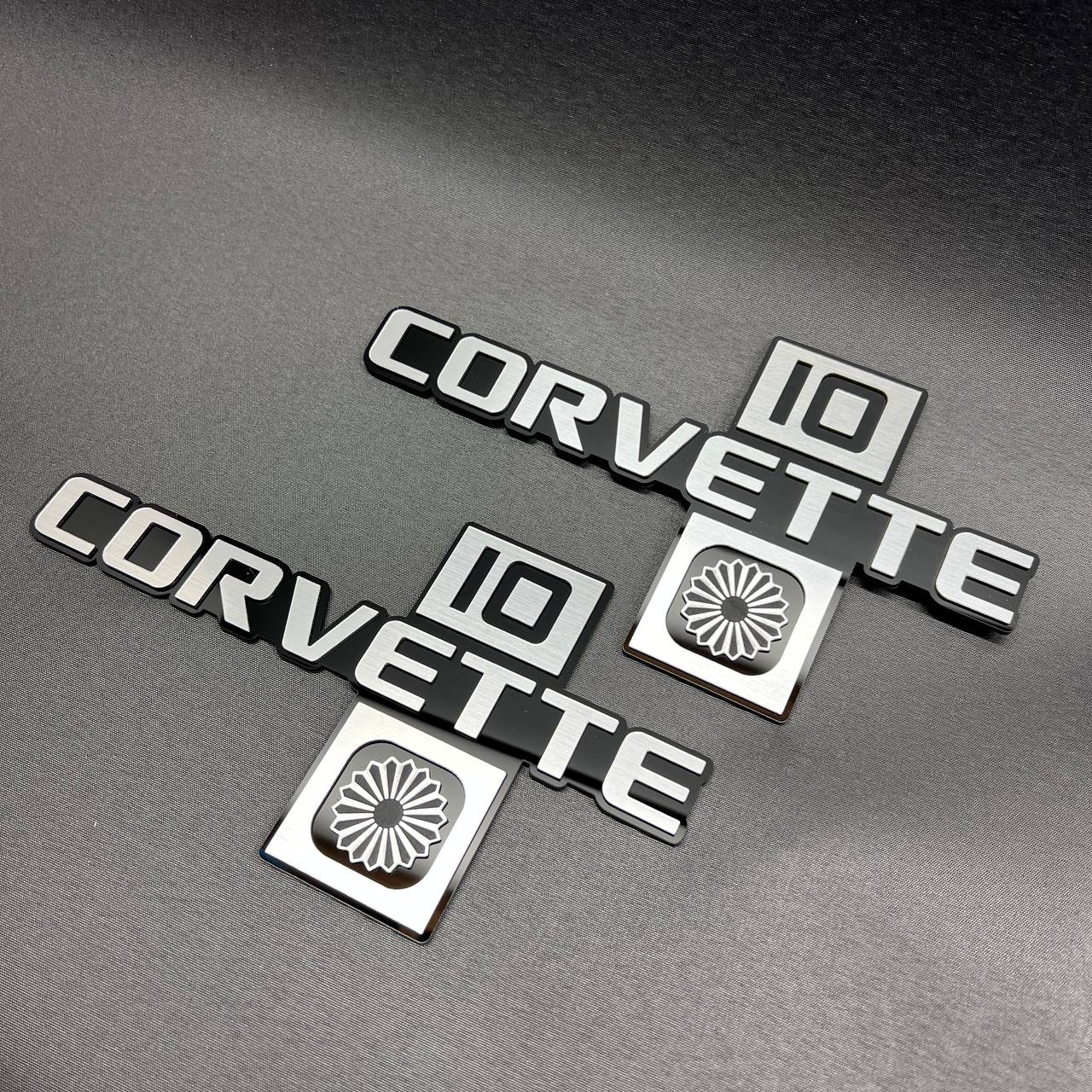 Premium Corvette C10 Collector Edition exterior badge with brushed silver finish.