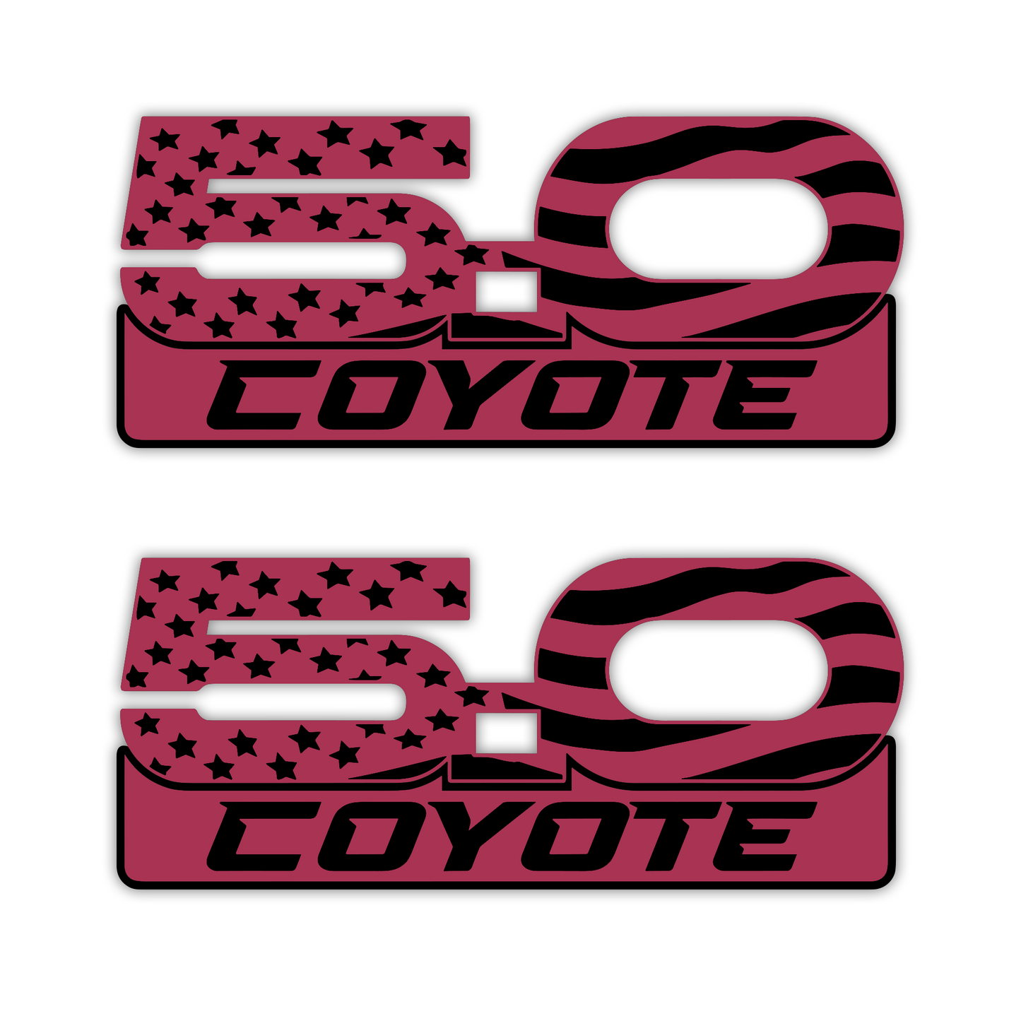 Engraved Coyote 5.0 USA flag fender emblem for Mustang and performance cars