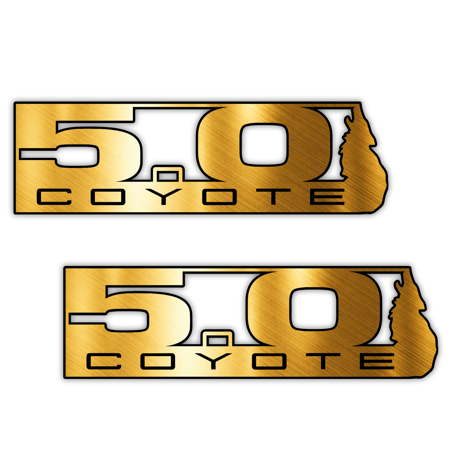 Custom engraved Coyote 5.0 emblem for automotive exterior styling