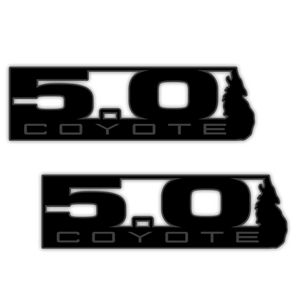 Silver and black 5.0 Coyote badge for car or truck fender