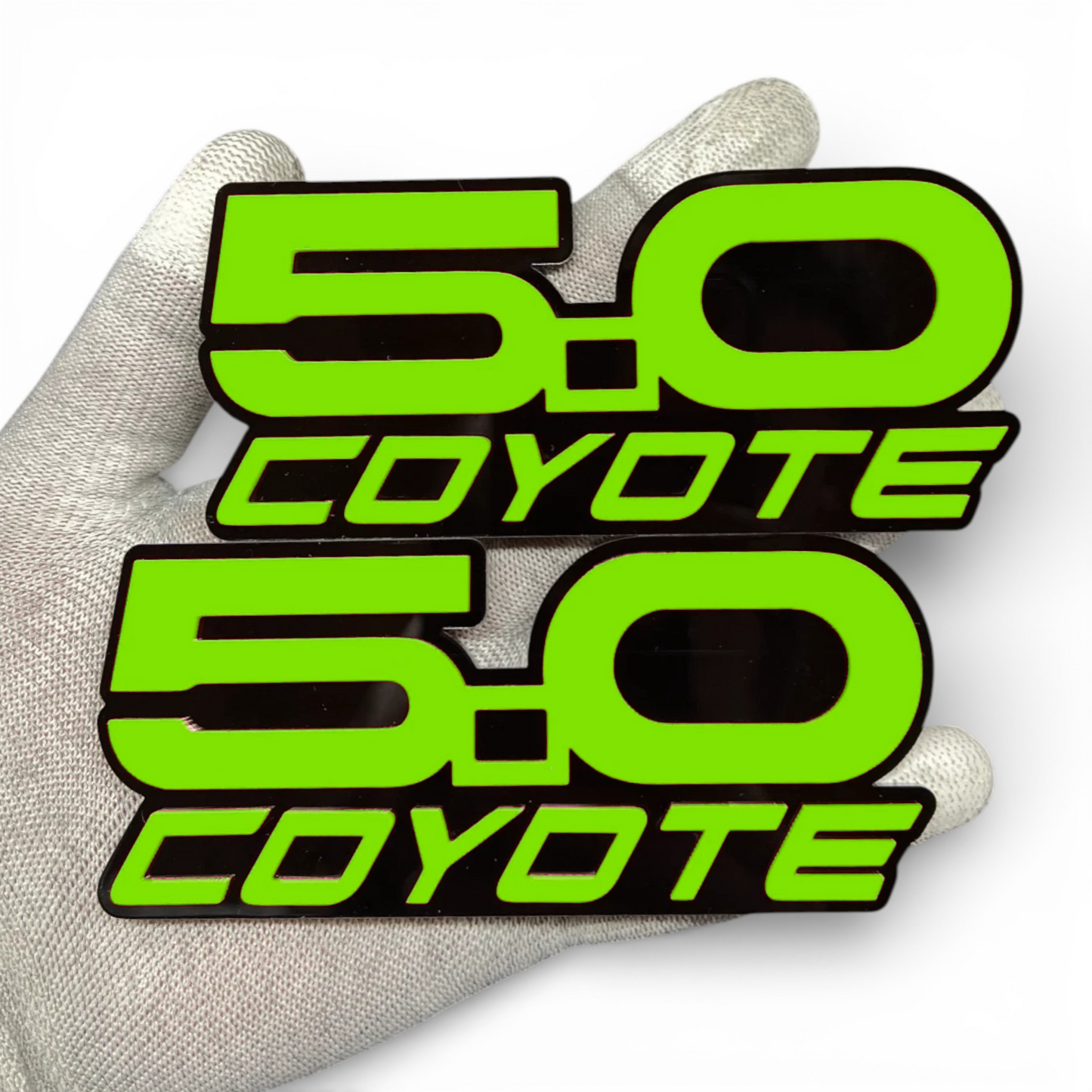 green 5.0 coyote emblem on ford f250 f350 heavy duty truck