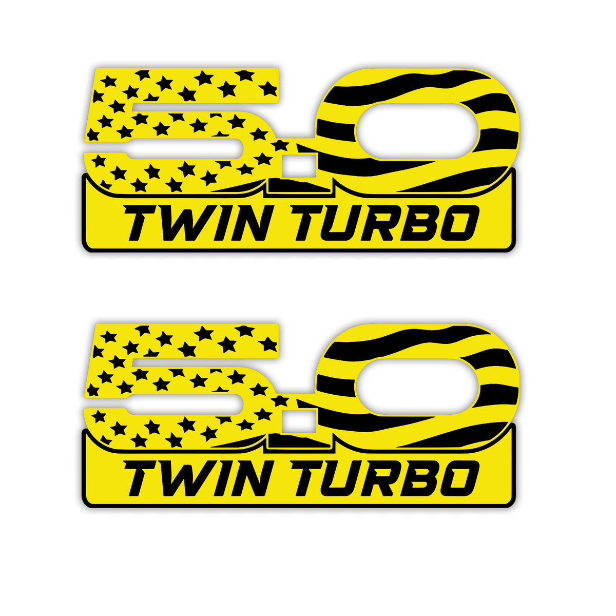 Coyote 5.0 Twin Turbo engraved performance car badge