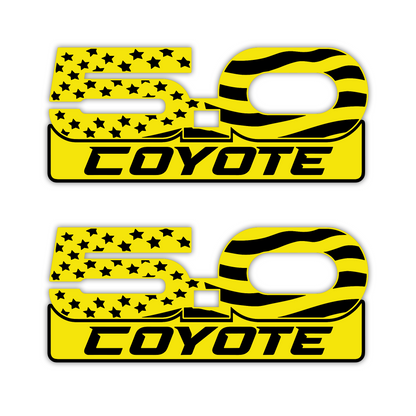 Custom Coyote 5.0 American flag car badge for Mustang exterior styling