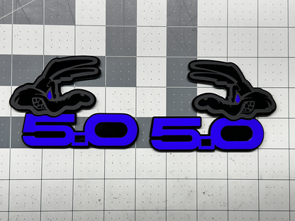 Coyote 5.0 emblem matte black with blue top layer
