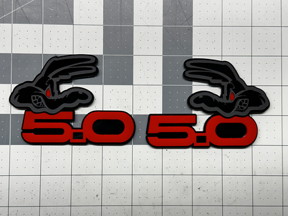 Coyote 5.0 emblem matte black with red top layer