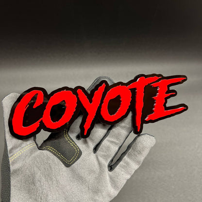 Red and black COYOTE car badge fender emblem for exterior vehicle customization