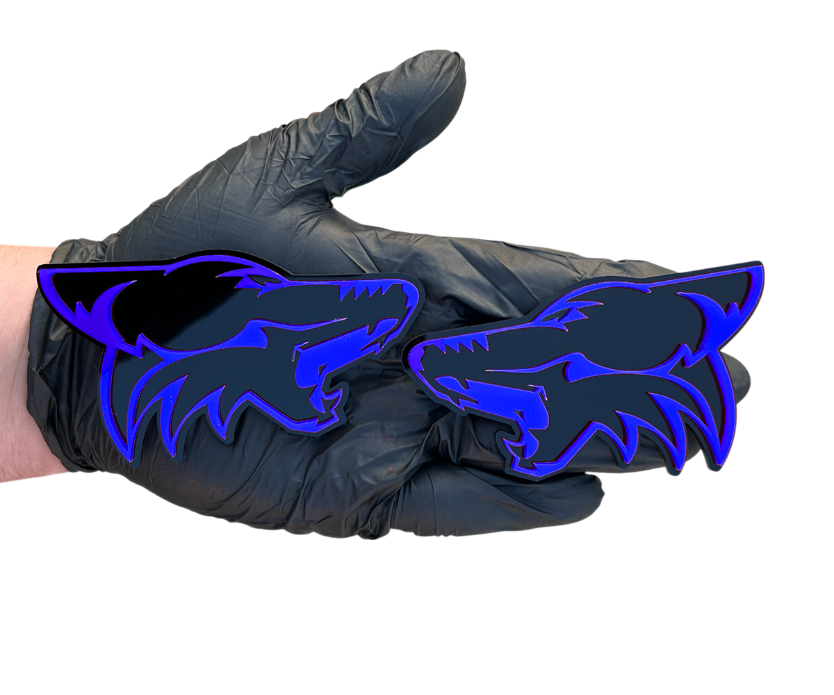 Blue Coyote Head Emblem Badge – Mustang & F150 trim decal