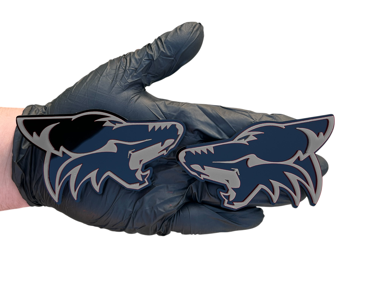 Gray Coyote Head Emblem Badge – universal automotive accessory