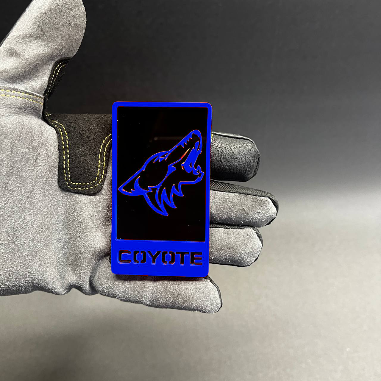 Coyote emblem installed on Jeep Wrangler fender performance badge