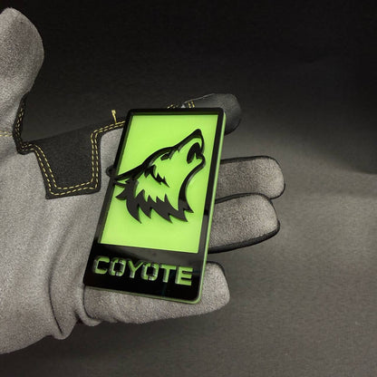 Green glowing Coyote car badge emblem for Ford truck Mustang and automotive customization