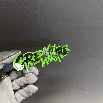Custom name CREATURE auto emblem made for car exterior styling