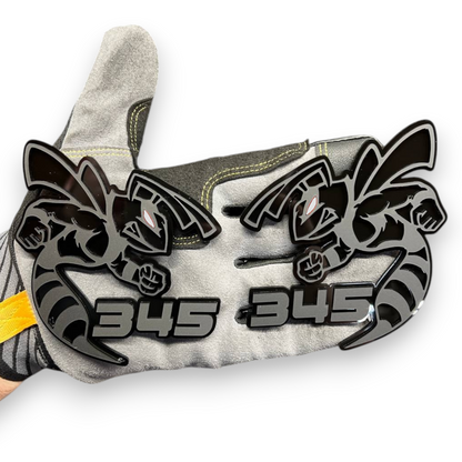 345 Scat Pack style bee badge in layered acrylic for Dodge Charger muscle car exterior trim