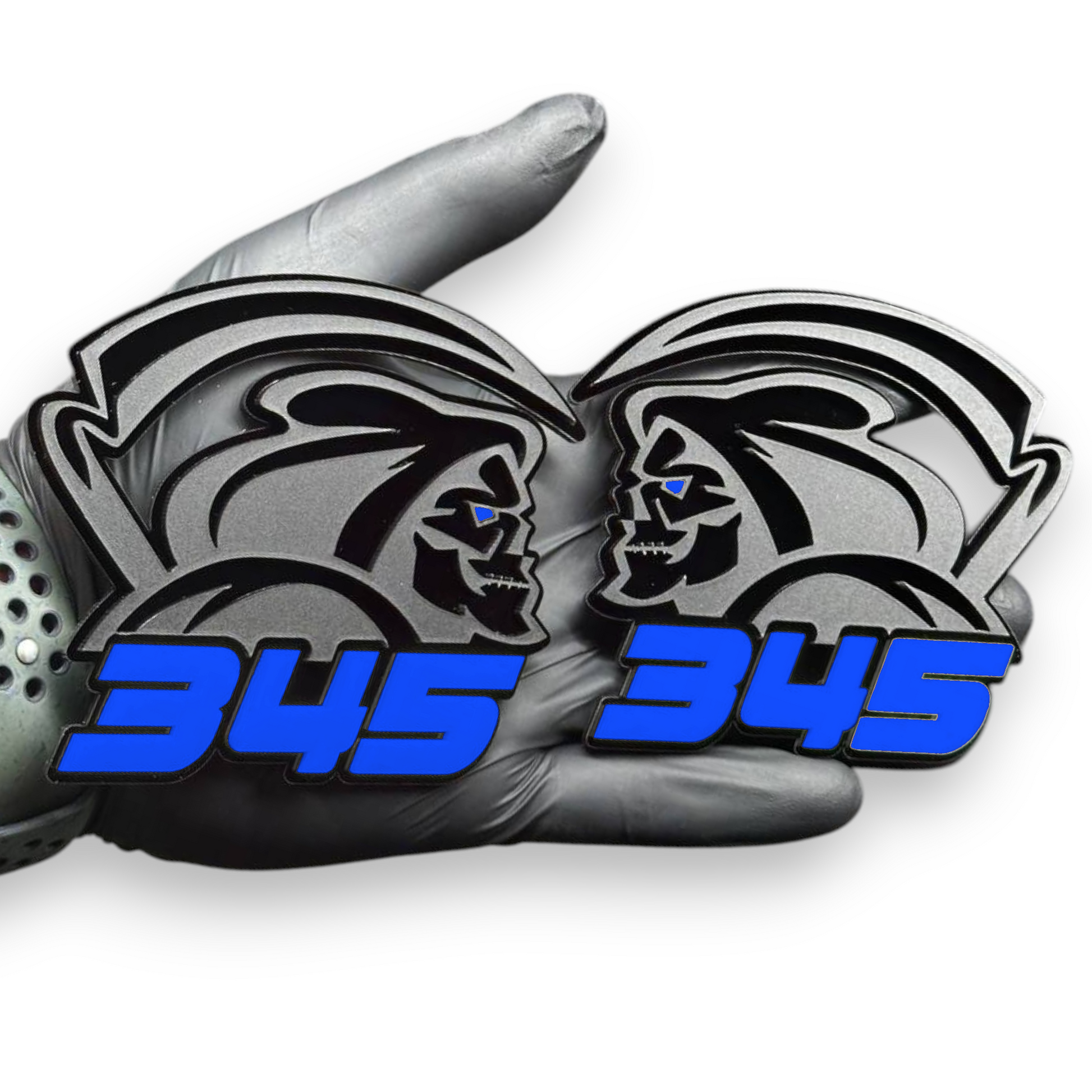 Grim Reaper 345 fender badge pair for Jeep trucks cars SUVs and custom builds