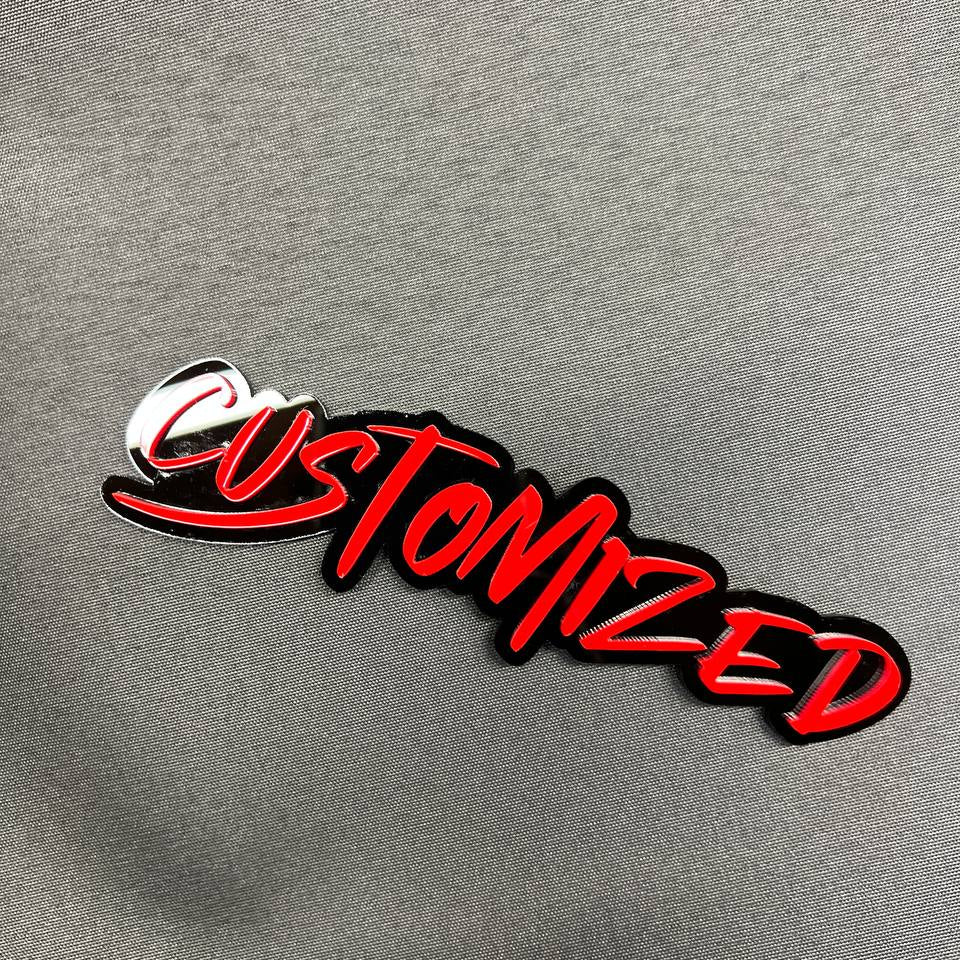 Personalized auto badge in bold graffiti custom font