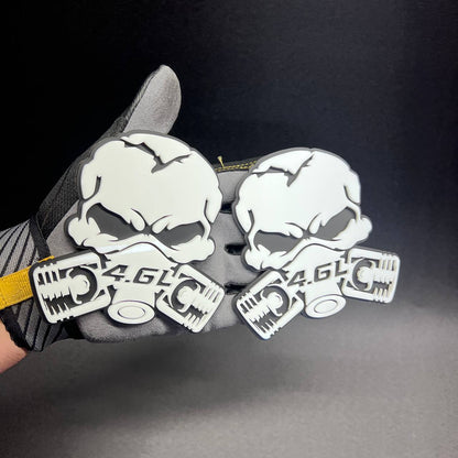 Aggressive skull 4.6L turbo engine car emblem for fender, trunk or exterior decoration