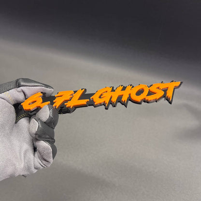 Custom text 6.7L GHOST car badge fender emblem for pickup truck exterior upgrade