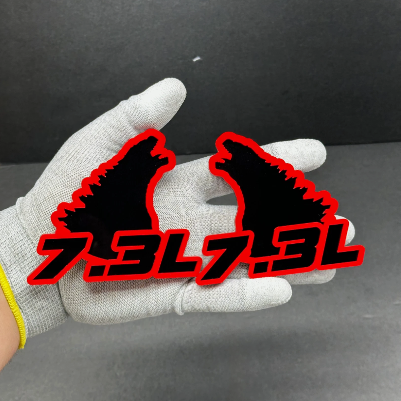 7.3 fender badge with dinosaur design for trucks