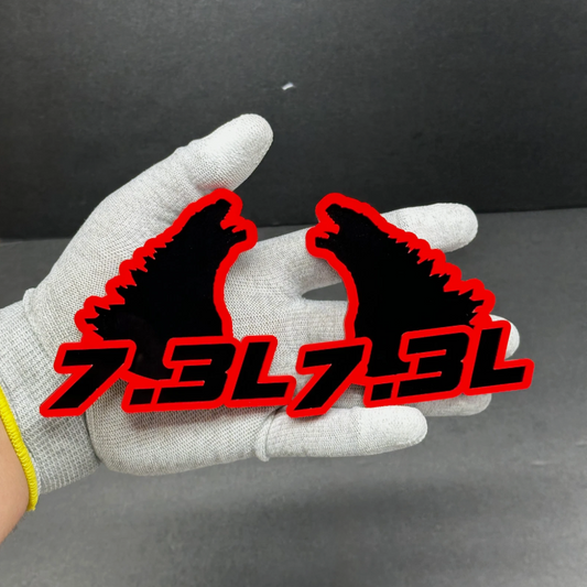 7.3 fender badge with dinosaur design for trucks
