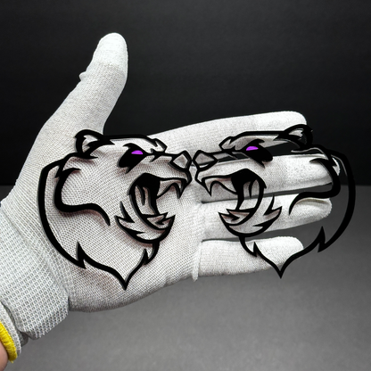 Aggressive Bear car truck side emblem pair for custom aftermarket exterior styling