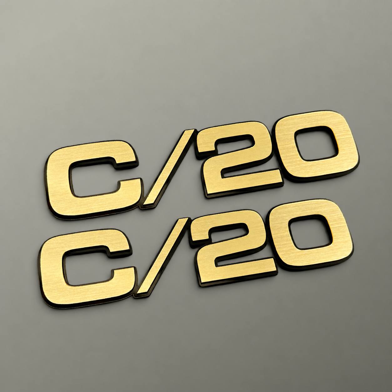 Custom silver billet C/20 emblem badge for Chevrolet Chevy GMC pickup truck