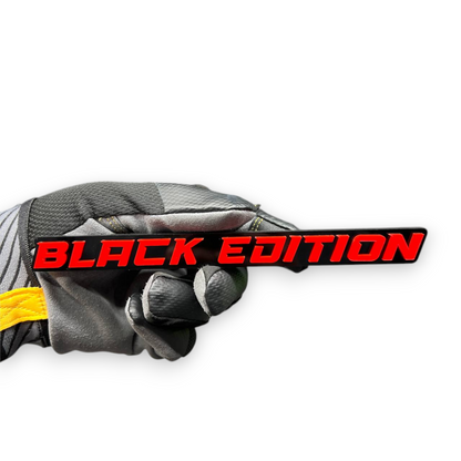 Custom Black Edition car badge fender emblem decal for performance, muscle, offroad, tailgate, hood, and automotive exterior styling