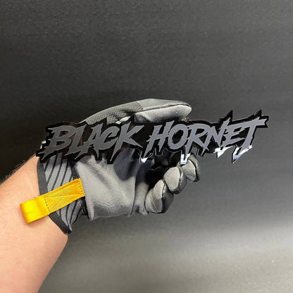 Gloss black Black Hornet text badge decal style acrylic emblem for muscle truck build