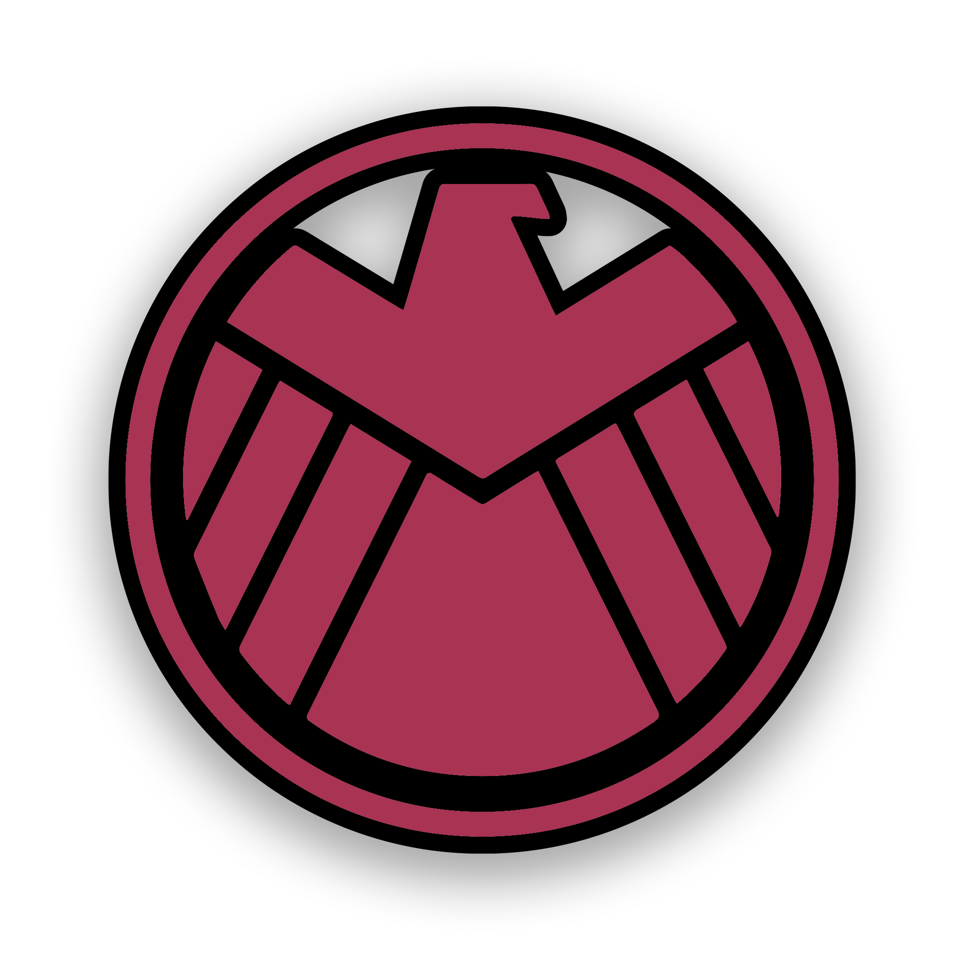 Engraved car badge with Mandalorian skull inspired crest symbol