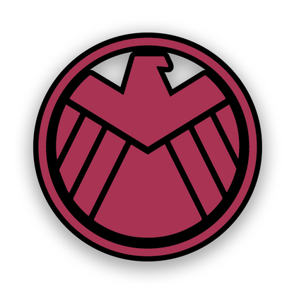 Engraved car badge with Mandalorian skull inspired crest symbol