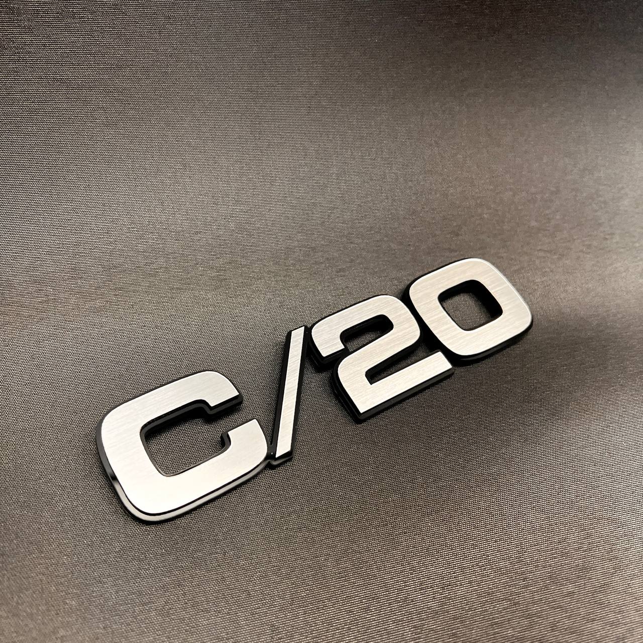 Silver billet C/20 truck fender emblem for classic Chevy and GMC exterior