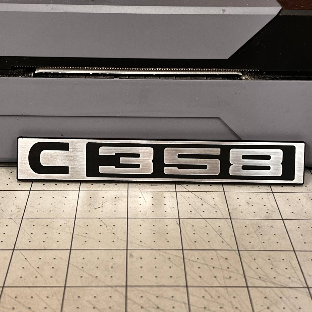 Chevy C358 silver billet style front emblem for classic 67-72 C10 pickup.