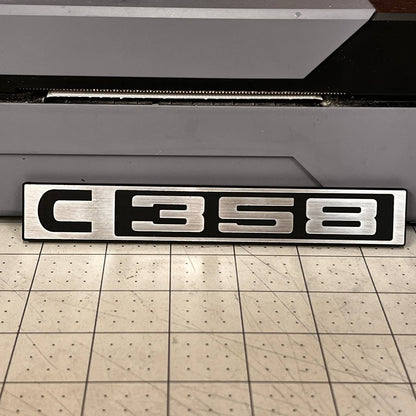 Chevy C358 silver billet style front emblem for classic 67-72 C10 pickup.
