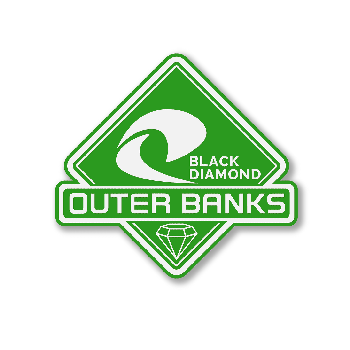 Custom color Outer Banks Black Diamond emblem for truck or SUV exterior personalization.