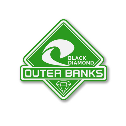 Custom color Outer Banks Black Diamond emblem for truck or SUV exterior personalization.