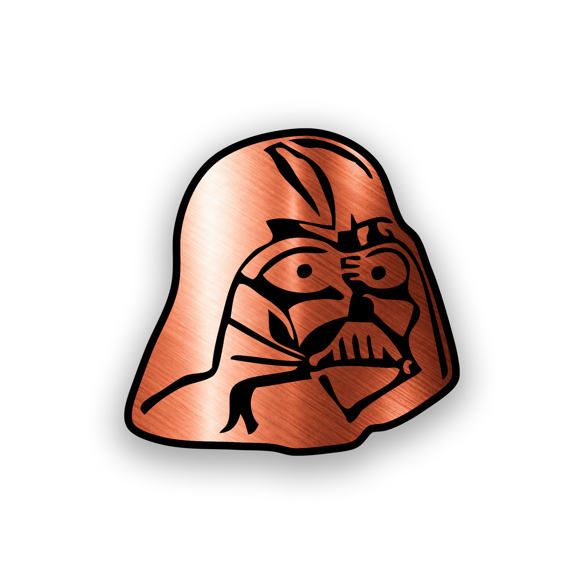Star Wars inspired car emblem featuring a Darth Vader style engraved design