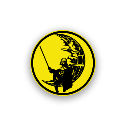 Laser engraved Darth Vader inspired badge for custom vehicle exterior styling