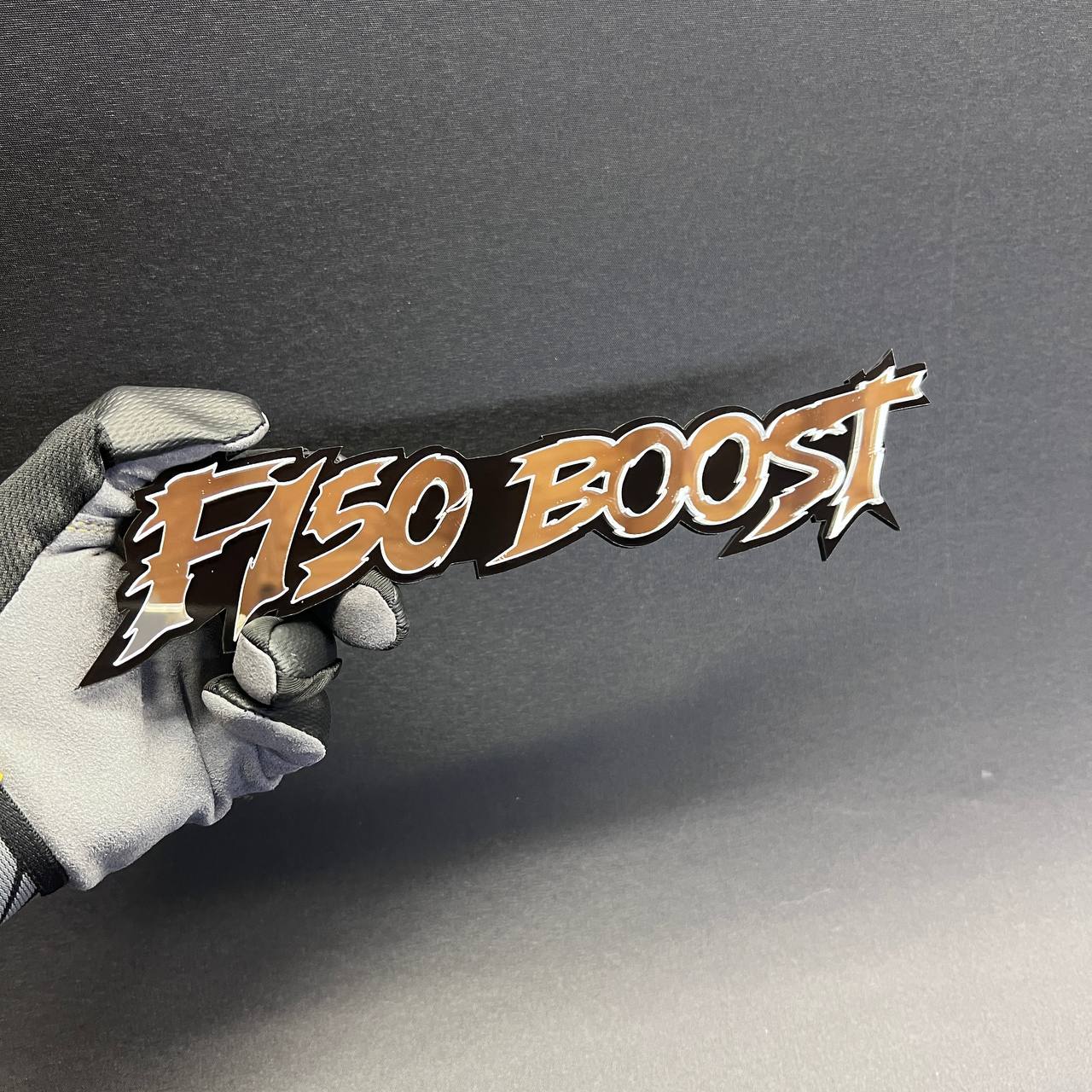 F 150 Boost performance badge for truck fender, tailgate, or exterior decoration.