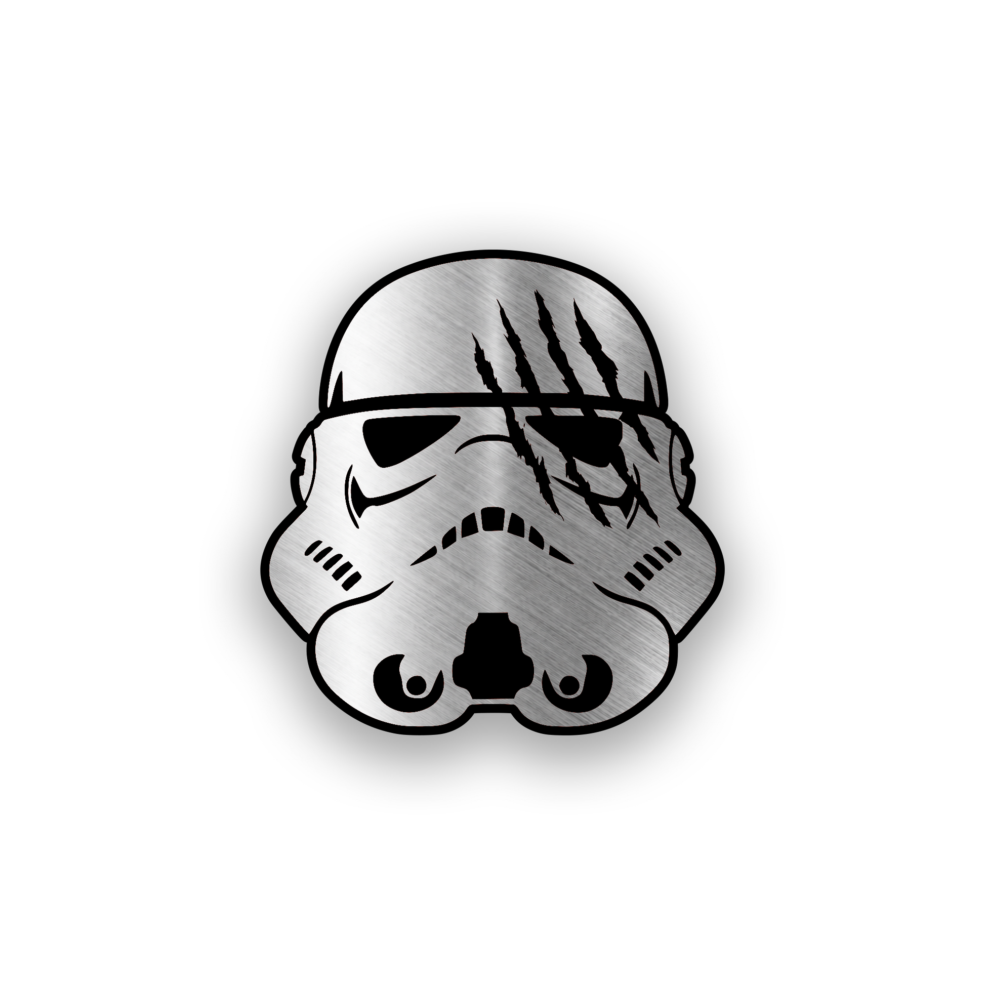Star Wars inspired engraved car badge with bold sci fi emblem design