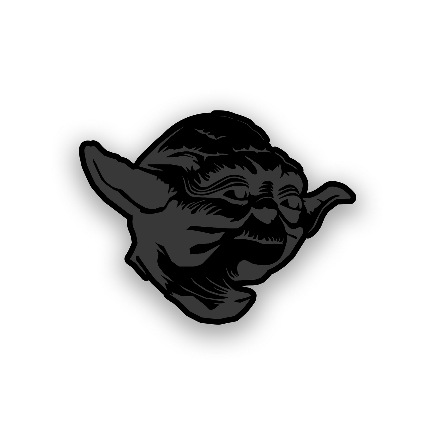 Space warrior inspired car badge with bold engraved helmet style design