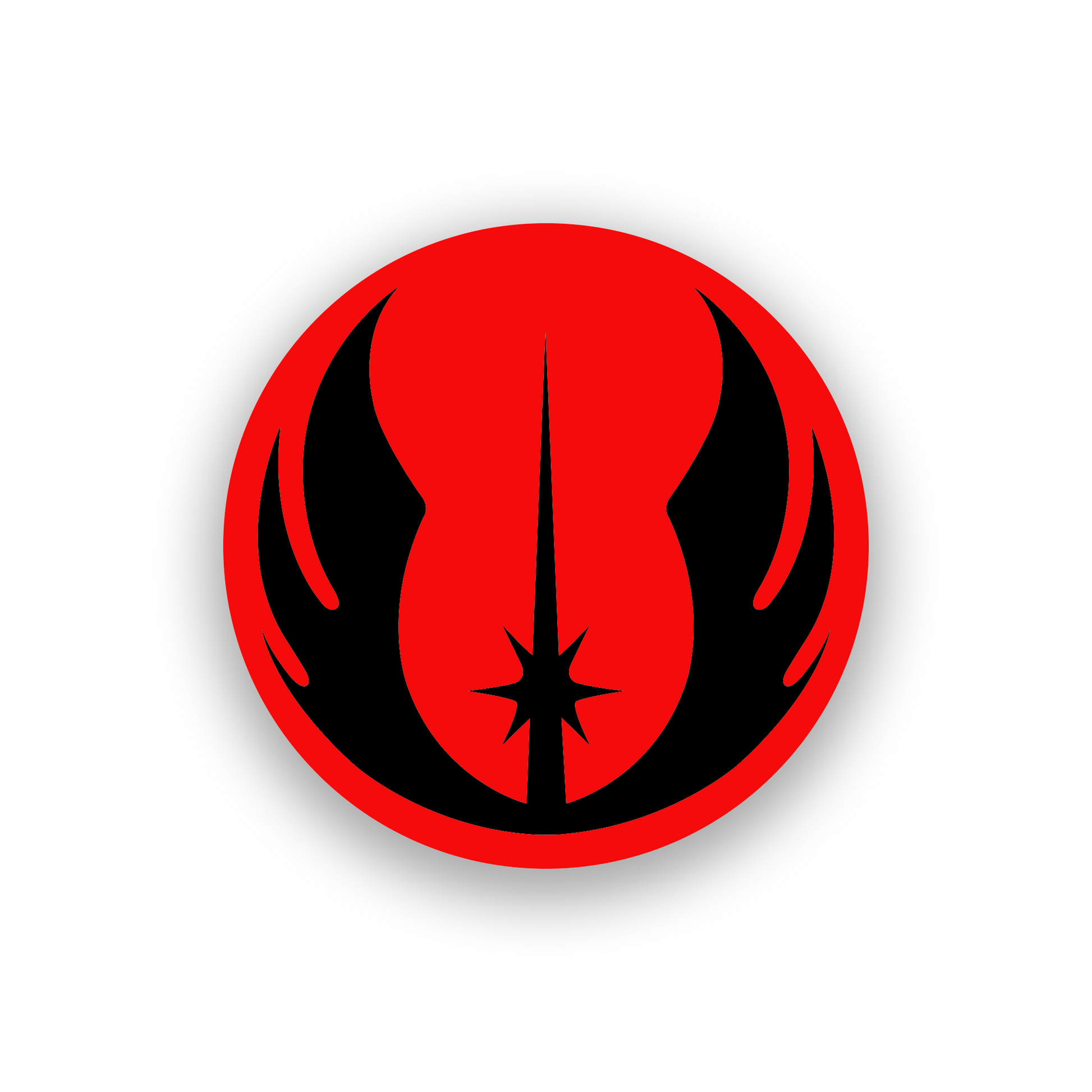 Engraved sci fi car emblem badge with clean circular symbol design