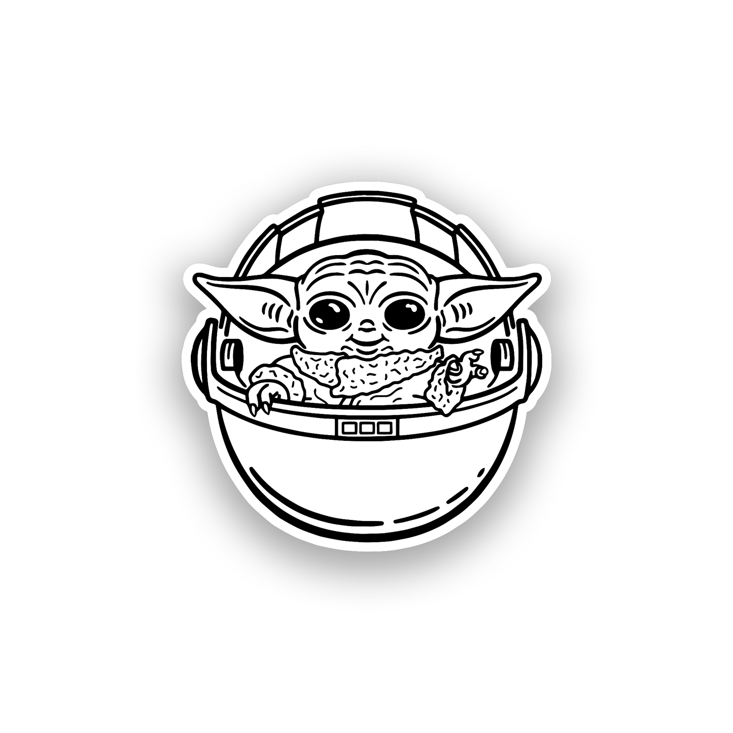 Grogu style custom car emblem with detailed engraved sci fi artwork