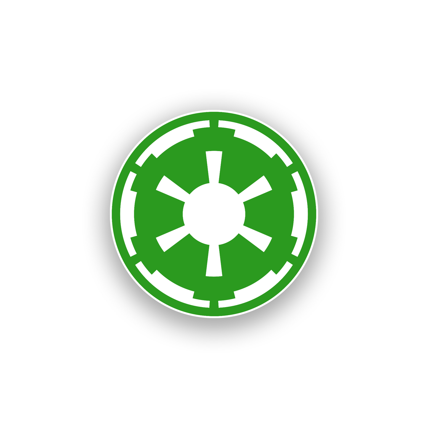 Laser engraved automotive badge featuring a space inspired circular logo